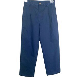 Claiborne Womens Navy Blue Cotton Straight Leg Pants Size 10 Reg Coastal Preppy